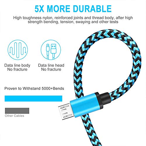 Micro USB Cable Aioneus Fast Android Charging Cord 6FT 3Pack Charging Cable