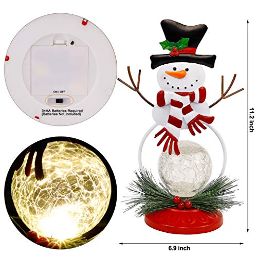 Lighted Christmas Table Decorations, Christmas Snowman LED Glass Ball Lights