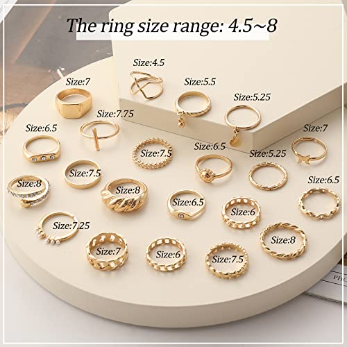 68 Pcs Gold Knuckle Rings Set for Women Girls, Stackable Rings