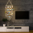 Hanging Photo Display Macrame Wall Hanging Photo Holder with 8 Modes USB Plug