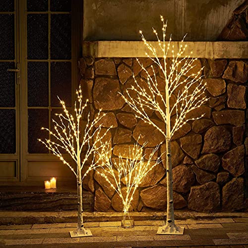 Lighted White Twig Branches with Timer and Dimmer 2 Sets Tree Branch with Warm White Lights