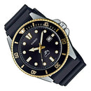 Casio Men's Diver Inspired Stainless Steel Quartz Watch with Resin Strap, Gold, 25.6
