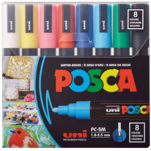 Full Set of 8 Acrylic Paint Pens with Reversible Medium Point Pen Tips