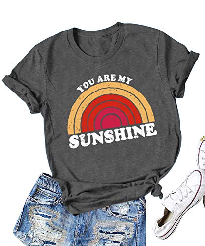 Kaislandy Womens You are My Sunshine T Shirt Short Sleeve Printed Graphic Tees