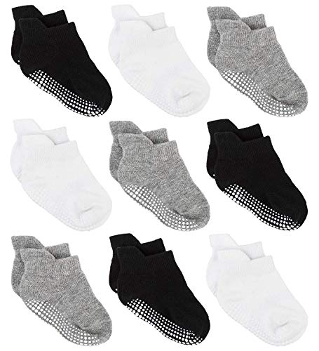 Baby Non Slip Grip Ankle Socks with Non Skid Soles for Infants Toddlers Kids Boys Girls