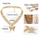 Big Butterfly Pendant Necklace For Women Rhinestone Cuban Link Hip Hop Crystal