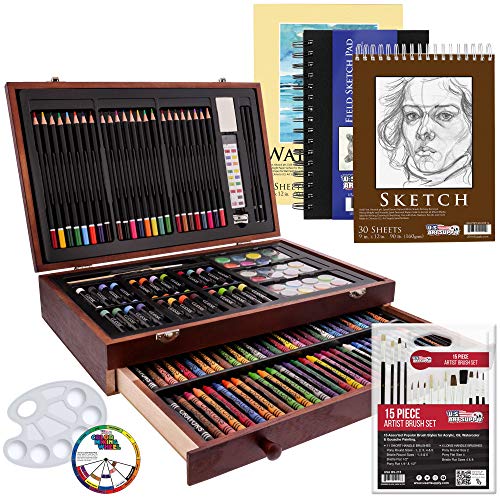 162-Piece Deluxe Mega Wood Box Art Painting and Drawing Set