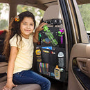 Car Backseat Organizer with 10" Table Holder, 9 Storage Pockets Seat Back Protectors