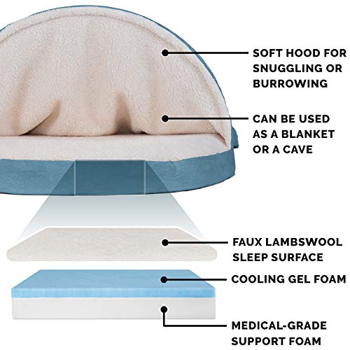 Cooling Gel Foam Pet Bed for Dogs and Cats - Sherpa and Suede Snuggery Blanket