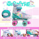 Sulifeel Rainbow Unicorn 4 Size Adjustable Light up Roller Skates for Girls Boys for Kids