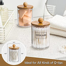 4 Pack Qtip Holder Dispenser with Bamboo Lids - Apothecary Jar Containers for Vanity