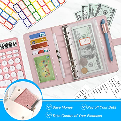 A6 Budget Binder, PU Leather Money Organizer for Cash Bills Coupon, Planner Book Notebook