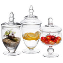 Clear Glass Small Apothecary Jars with Lids, Candy Storage Canisters, 3 Piece Set