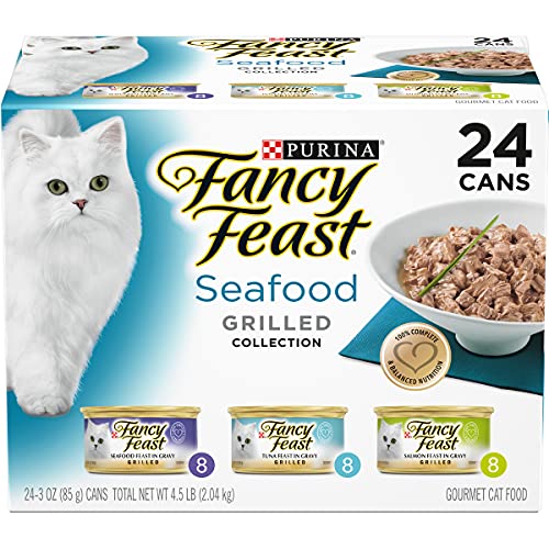 Gravy Wet Cat Food Variety Pack, Seafood Grilled Collection - (24) 3 oz. Cans