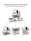 Makeup Organizer 4 Pieces Acrylic Makeup Storage Organizer Box with 9 Drawers