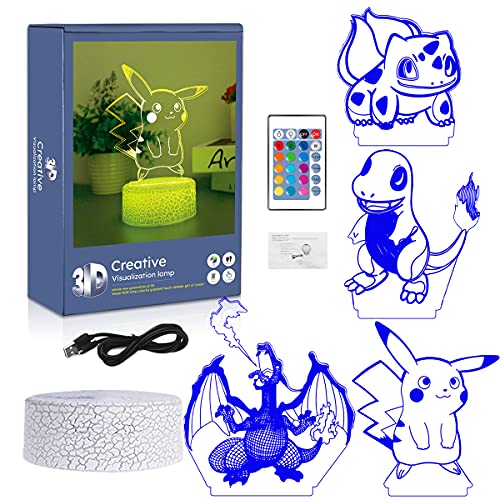 3D Anime Lamp Toys - 4 Pattern 16 Color Change Birthday Xmas Perfect Gifts