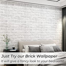 Brick Wallpaper Peel and Stick White 17.7x118.1 Inches
