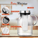 Pitcher, Fruit Infuser Water Pitcher with Removable Lid, High Heat Resistance  Pitcher