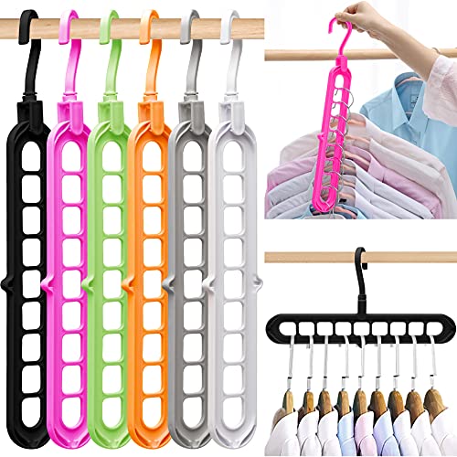 6 Pack Sturdy Hangers for Closet Organizer,Closet Storage,With 9-Holes for Wardrobe