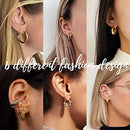 Gold Hoop Earrings Set for Women, 14K Gold Plated Lightweight Hypoallergenic
