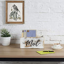 MyGift Whitewashed Wood Mail Holder Storage Box, Desktop Organizer Bin with Mail Script Design
