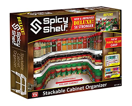 Expandable Spice Rack and Stackable Cabinet & Pantry Organizer (1 Set of 2 shelves)