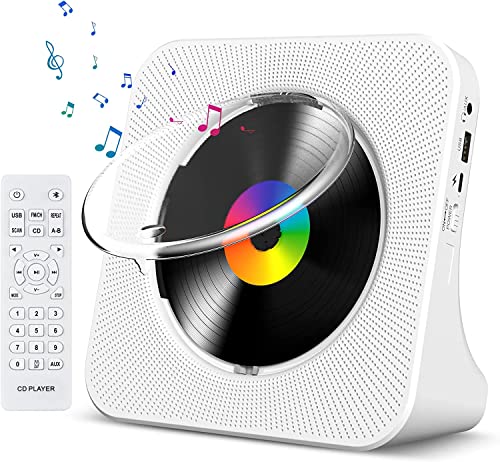 CD Player Portable Bluetooth Desktop CD Player for Home with Timer Built-in HiFi Speaker