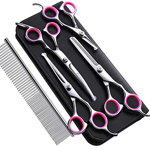 4CR Stainless Steel Safety Round Tip 6 in 1 Dog Grooming Scissors