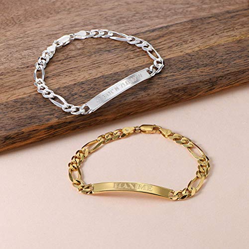 Handmade Custom Made Men's ID Bracelet Sterling Silver 925 Engraved