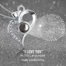 Preserved Real Rose with Necklace in 100 Languages, Anniversary Birthday Gifts