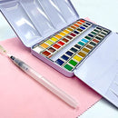 Watercolor Paint Set in Half-Pans by ArtWhale, 48 colors, Tin Box + Waterbrush