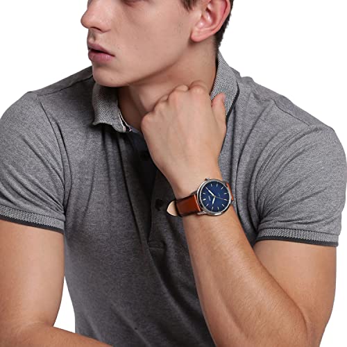 Fossil Men's Quartz Stainless Steel and Leather Three-Hand Watch