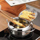 BYBYCD Stainless Steel Deep Frying Pot Japanese Style Deep Frying Pan Tempura