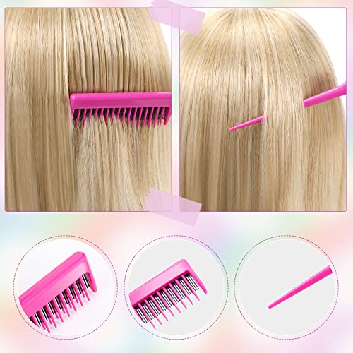 8 Pieces Teasing Brush Set Edge Brush Comb with Hair Clips Grooming Hair Styling Comb