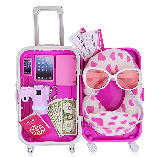 16 Pcs American 18 Inch Doll Suitcase Luggage Travel Set for Girl 18" Doll Travel Carrier