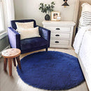 Navy Blue Rug for Bedroom,Fluffy Circle Rug 5'X5' for Kids Room,Furry Carpet