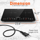 NutriChef Double Induction Cooktop 120V Portable Digital Ceramic Dual Burner