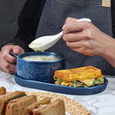 Ceramic Soup and Sandwich Plate Combo, 16 oz Soup Bowls/Mugs/Cups with Handles & 9.85-inch Oval Bread Plates, Soup and Cracker/Side Bowls Set