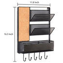 Wall Mounted Mesh Metal Hanging Mail Sorter, Storage Basket w/Chalkboard