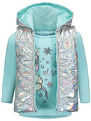 Disney Frozen Elsa Toddler Girls 3 Piece Outfit Set: Vest T-Shirt Legging Aqua/Grey 5T
