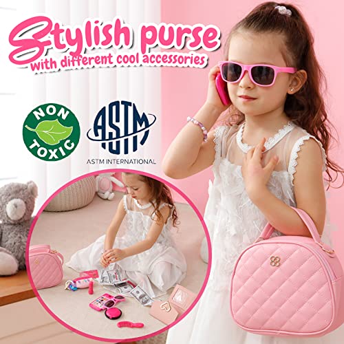 Kids Makeup Kit Girls Purse - Cute Pretend Cosmetics Mini Bag Toy Cell Phone Wallet