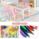 Big Kids Study Table and Chair Set, Height Adjustable Children Desk and 4 Chairs Set