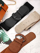 SATINIOR 3 Pieces Wide Women Waist Belt Stretchy Cinch Belt Leather Elastic Belt