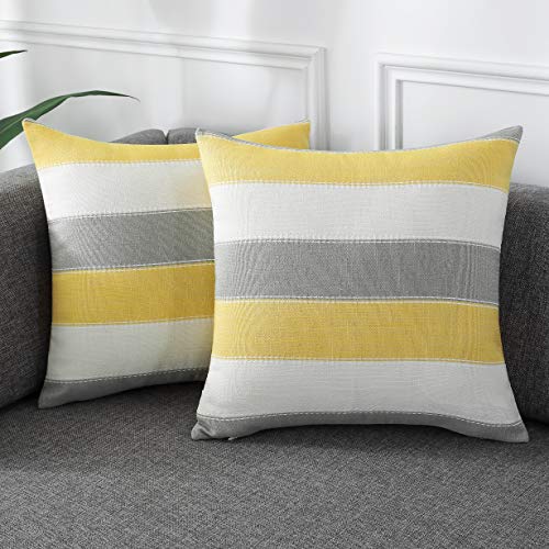 Pack of 2 Farmhouse Stripe Check Throw Pillow Covers Set