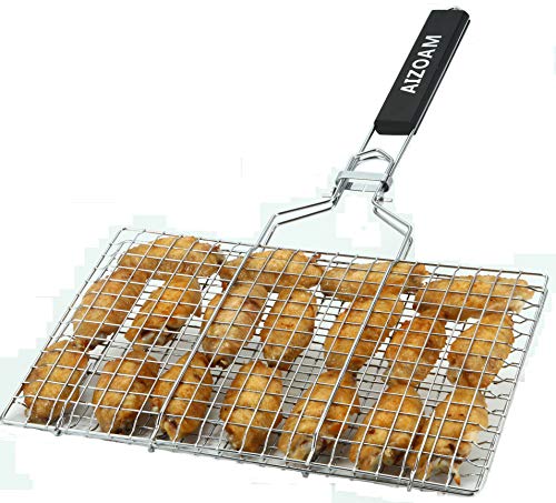 AIZOAM Portable Stainless Steel BBQ Barbecue Grilling Basket