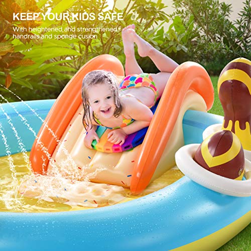 Inflatable Play Center, 98'' x 67'' x 32'' Kids Pool with Slide for Garden