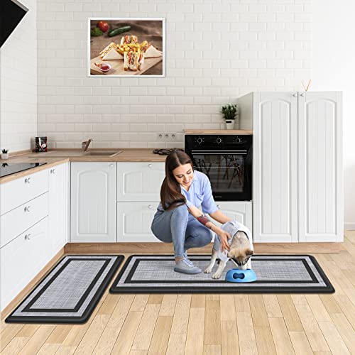 Kitchen Mat [2 PCS] Cushioned Anti-Fatigue Kitchen Rugs Non-Skid Waterproof