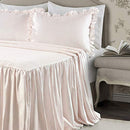 Blush Ticking Stripe Bedspread Shabby Chic Farmhouse Style Lightweight 3 Piece Set Queen