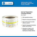 Dissolvable Food Rotation Labels, 2” x 3” Adhesive Stickers, 500-Pack