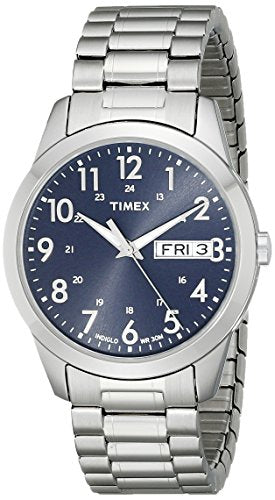 Timex Men's South Street Sport 36mm Watch – Silver-Tone Case Blue Dial